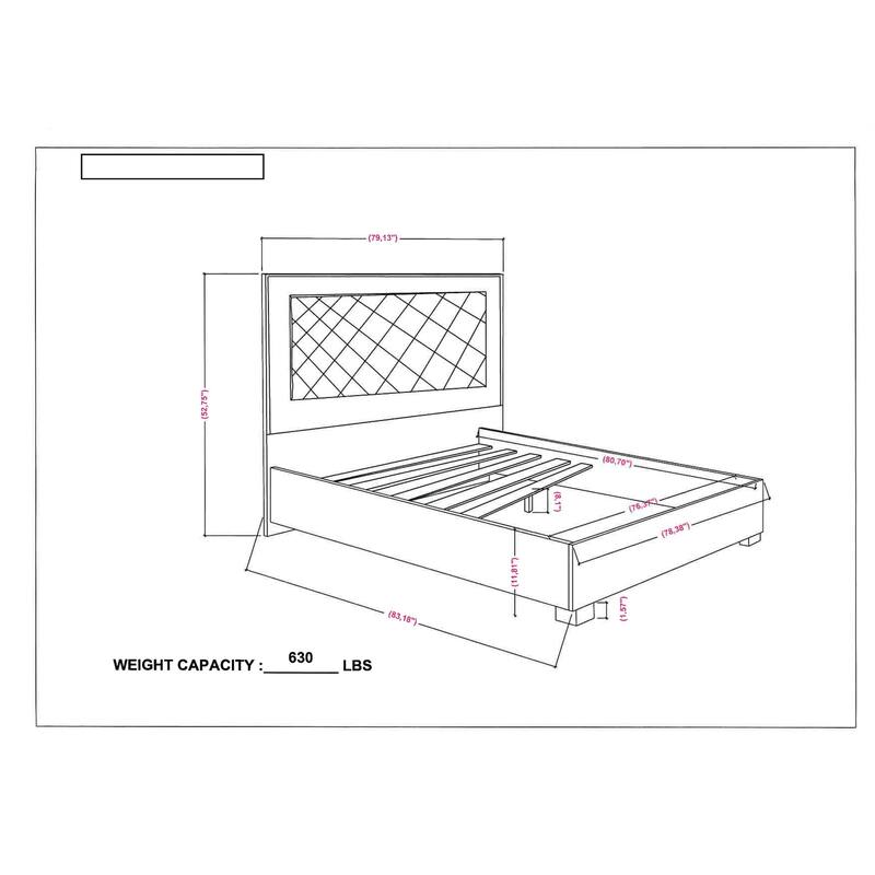Somette Napolitan Bed with Upholstered Headboard and LED Lights