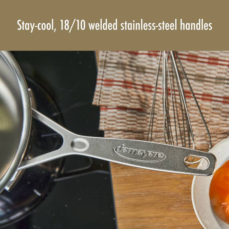 Demeyere Industry 5-Ply 4-qt Stainless Steel Saucepan with Handle Helper