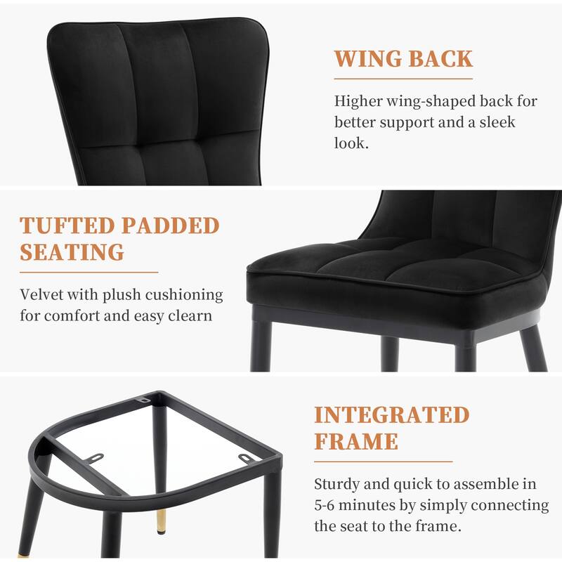 Modern Velvet Upholstered Dining Chairs, Set of 2/4 - 35.8"H x 18.9"W x 23.2"D