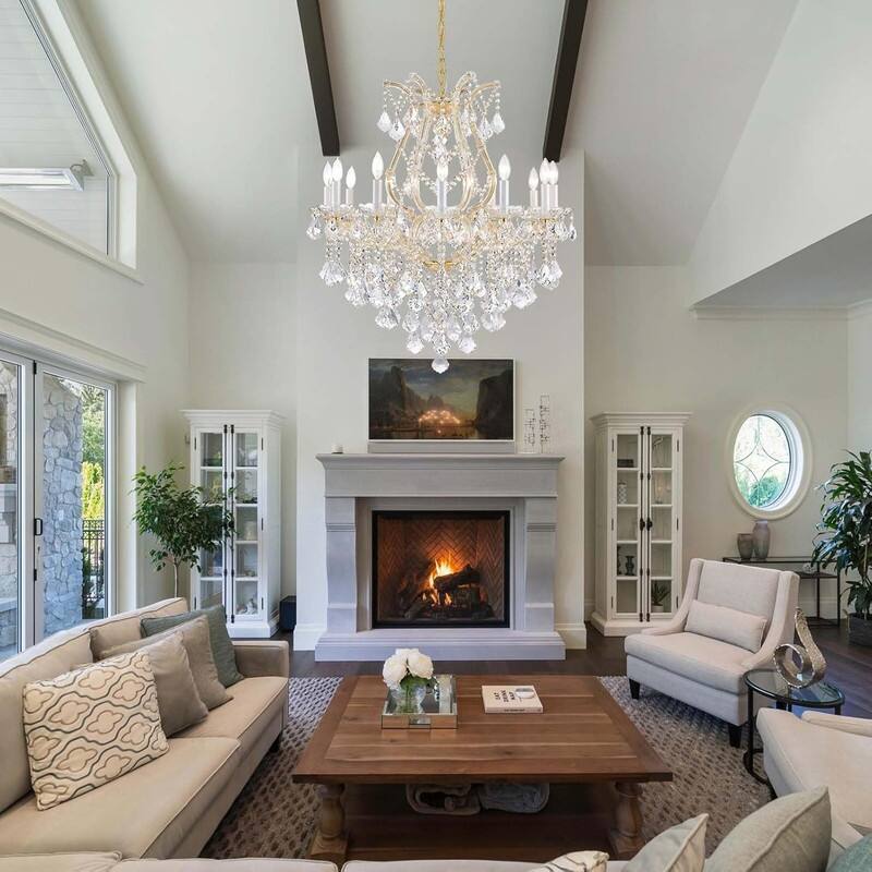 KAYLA Large Crystal Chandelier-24-Light Chandelier Light Fixture Modern Maria Theresa Crystal Chandeliers - D90 - Glod