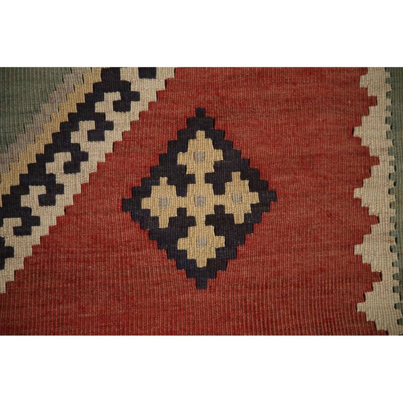 Kilim Qashqai Vegetable Dye Persian Antique Rug Flatweave Wool Carpet - 5'0"x 9'11"