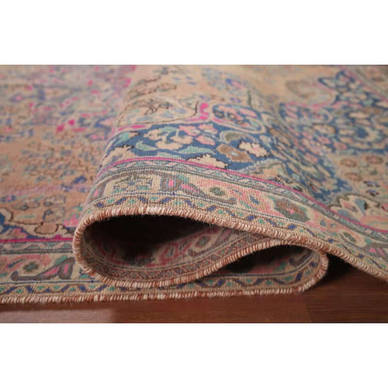 Mashad Persian Vintage Area Rug Handmade Wool Carpet - 6'7"x 9'11"
