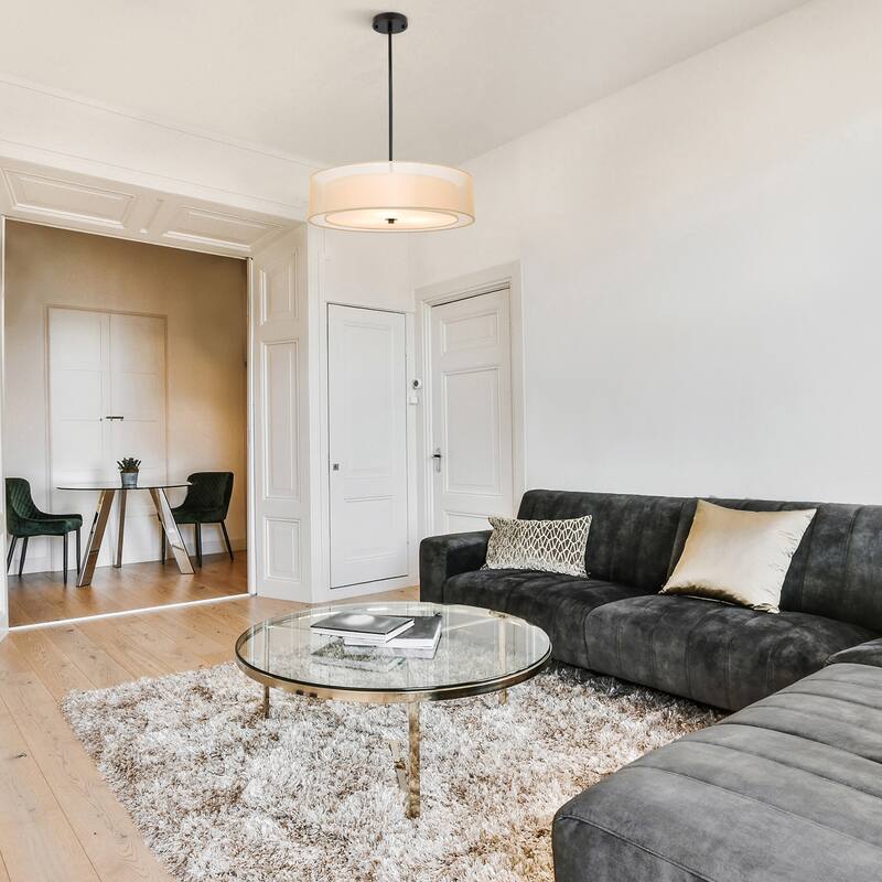 CO-Z 3-Light Antique Bronze Double Drum Pendant Chandelier