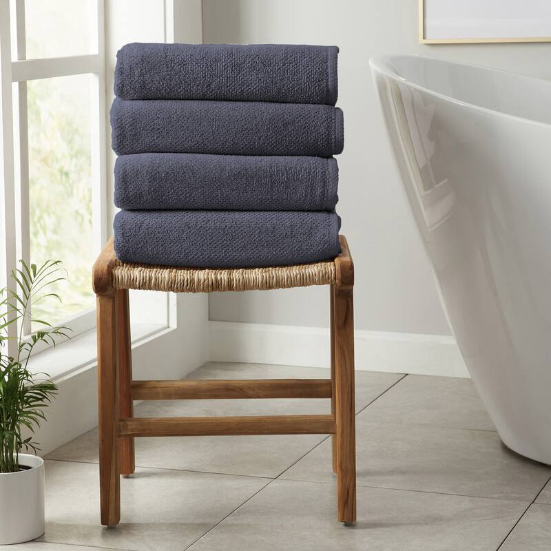 100% Cotton Acacia Collection Ultra Absorbant Popcorn Bath Towels - Bath Towel (Pack of 4) - Stone Blue