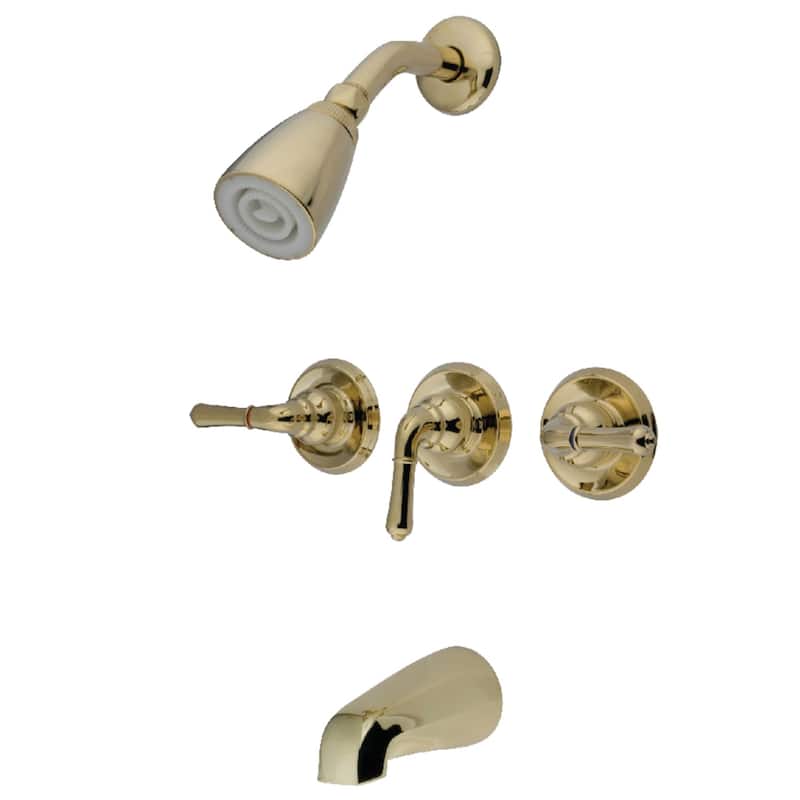 Magellan Three-Handle Tub and Shower Faucet - Polished Brass