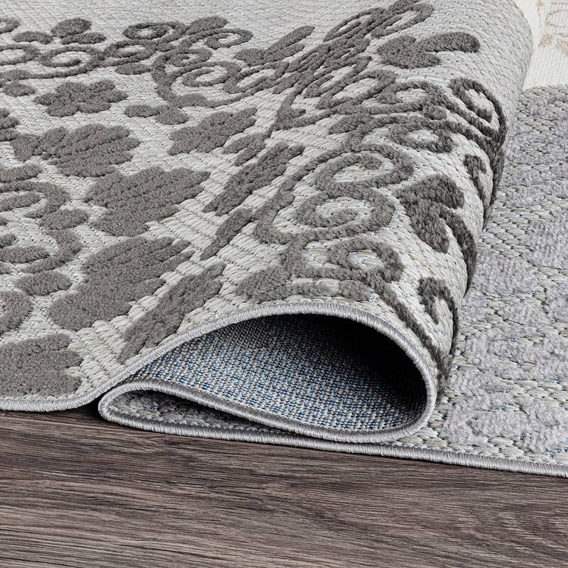 Verona Contemporary Floral Circles Indoor/Outdoor Area Rug