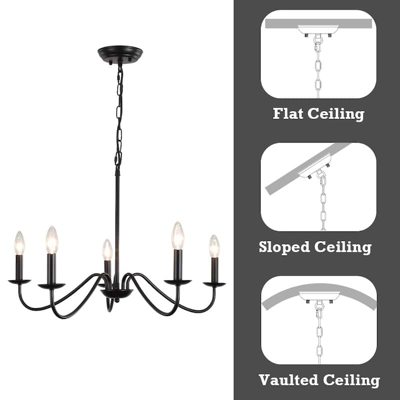 5-Light Farmhouse Chandeliers for Living Room Foyer Hallway Dining Room