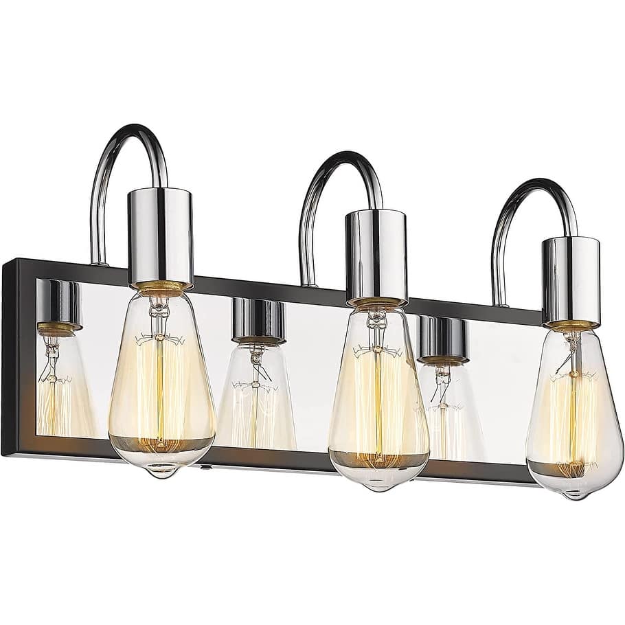 Modern Bathroom Vanity Light with Chrome and Black Finish