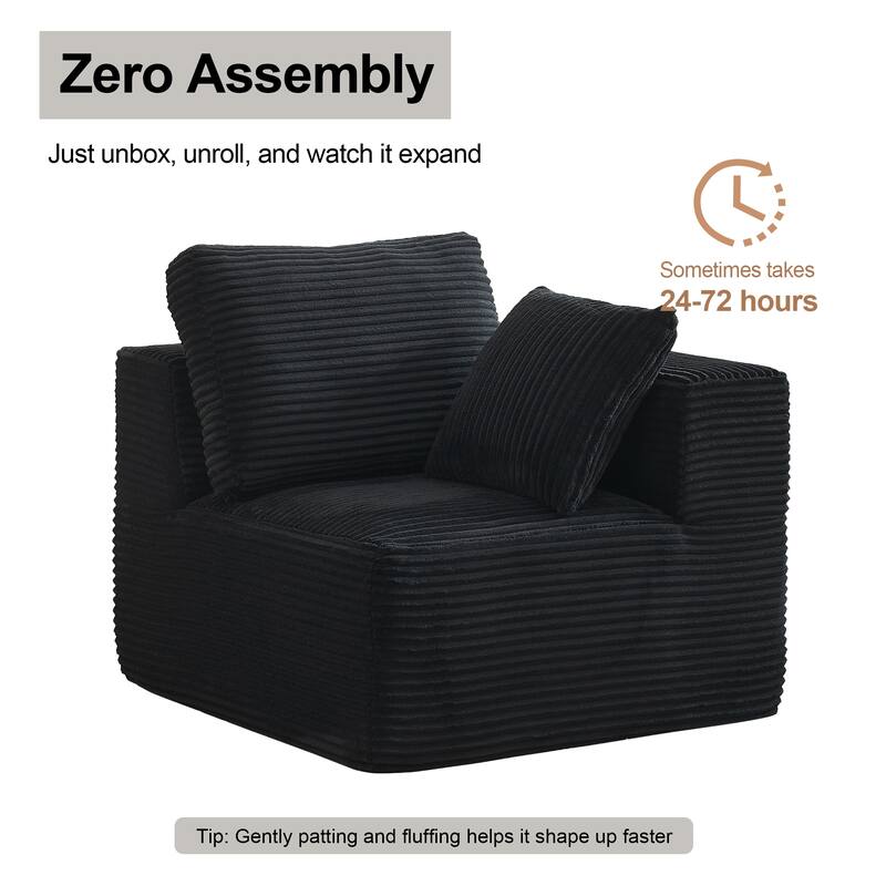 Couch Modular Sectional Sofa with Plush Corduroy No Assembly Required