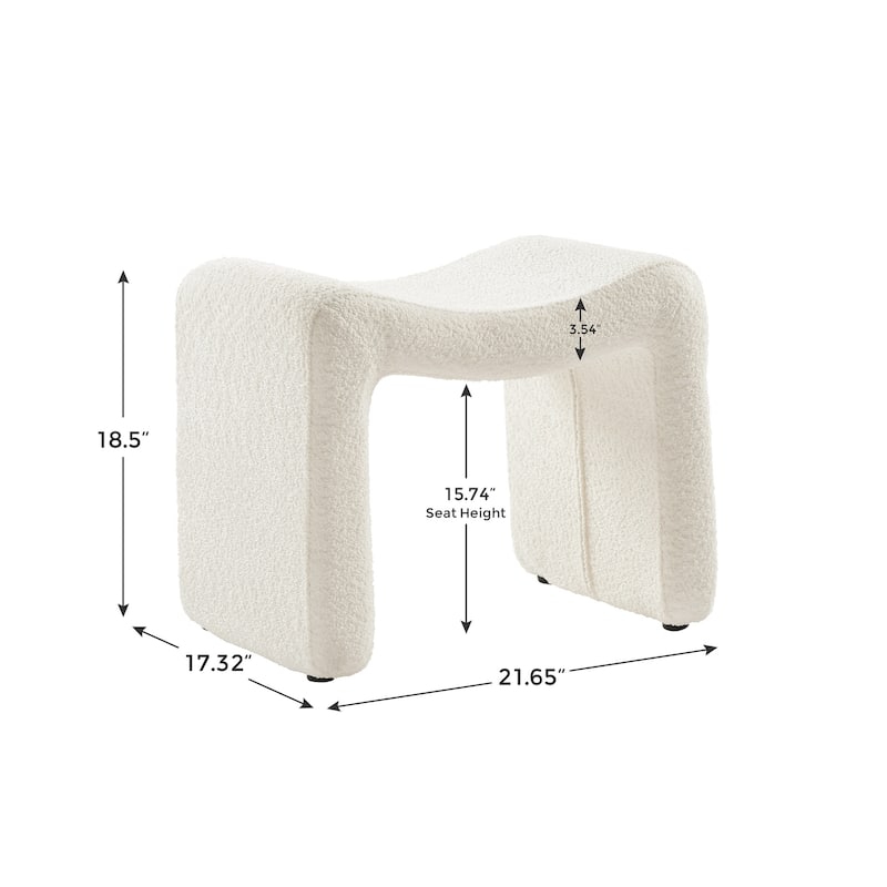 VANOMi Upholstered Pouf, Mid-Century Modern Ottoman, Cometemporary Foot Stool For Living Room Extra Vanity Seat For Small Space