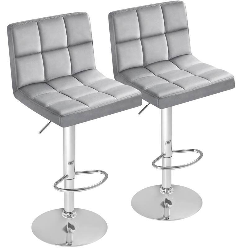 Furniwell Bar Stools Velvet Height Adjustable Swivel Counter Stools with Back - N/A