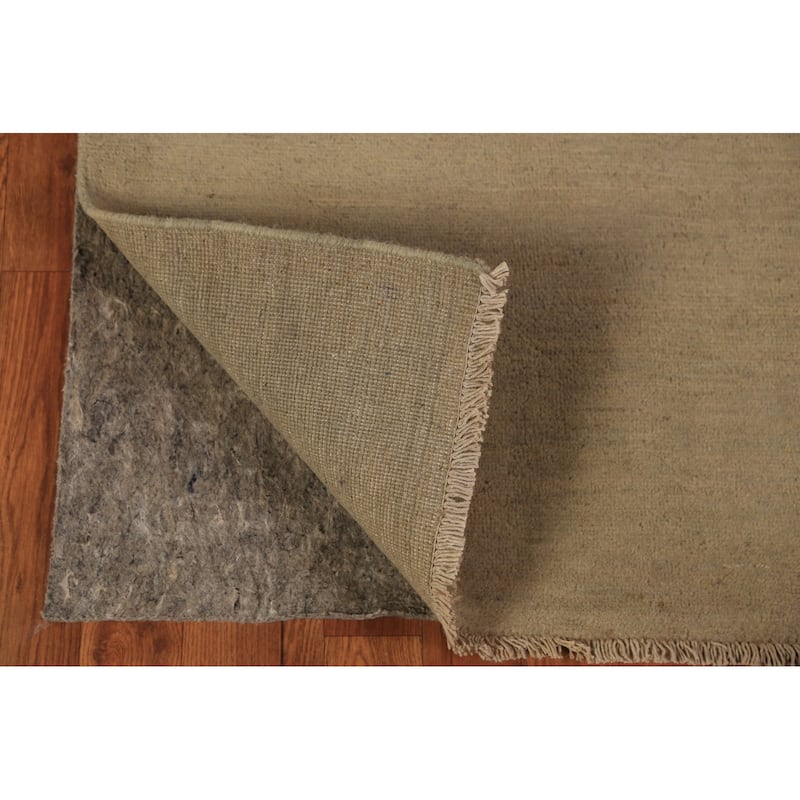 Green Gabbeh Oriental Runner Rug Hand-Knotted Hallway Wool Carpet - 2'8" x 10'9"