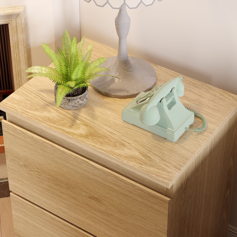 Nightstand Bedside Table Wood 2-Drawer End Table White/Brown