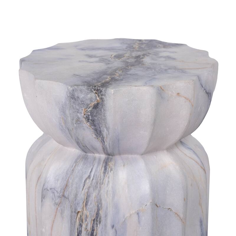 Christopher Knight Home - Modern Outdoor Lightweight Concrete Accent Side Table with Fluted Sculptural Hourglass Design