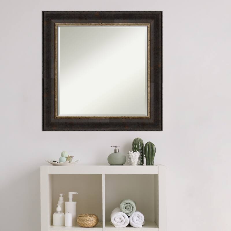 Beveled Bathroom Wall Mirror - Varied Black Frame - Varied Black