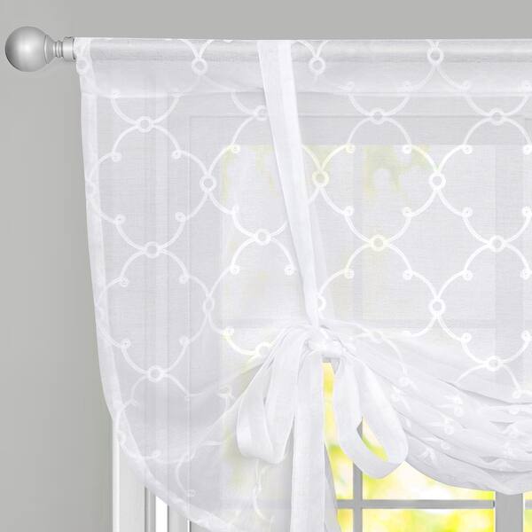 slide 2 of 7, Deconovo Sheer Tie Up Curtains 1 Piece OEKO Tested - 42 x 63 Inch White