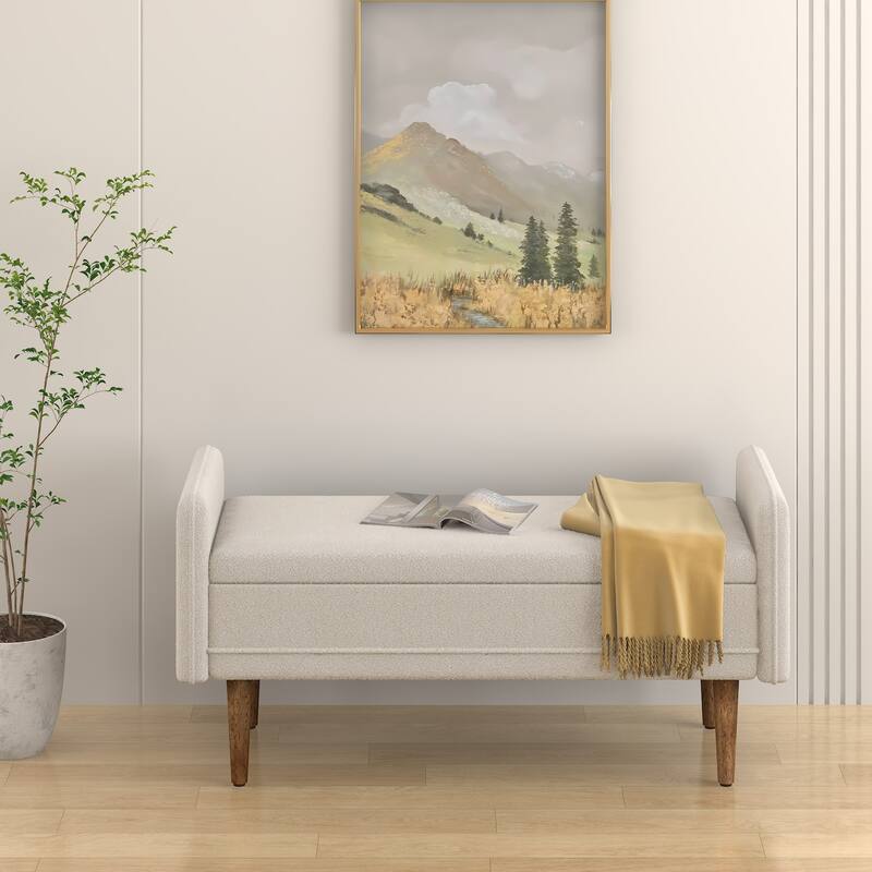 Linen Fabric Storage Stool, ,with Storage Space, Suitable for Apartments, Living Rooms and Bedrooms