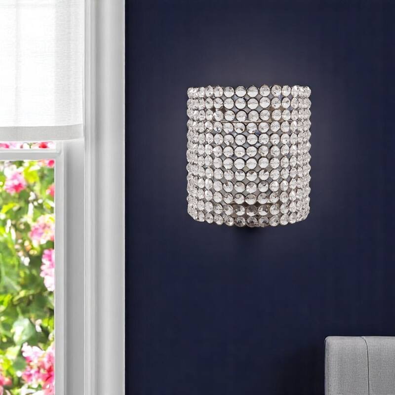 8" Clear And Silver Bejeweled Crystal Wall Sconce Candle Holder - Clear/Silver