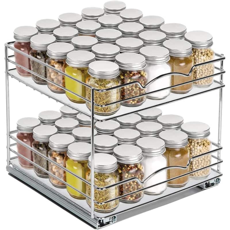 Hold N' Storage - 2 Tier Pull Out Cabinet Organizer for Spices, Cans - Heavy Duty with Lifetime Limited Warranty - 10.5" W x 10" D x 8" H