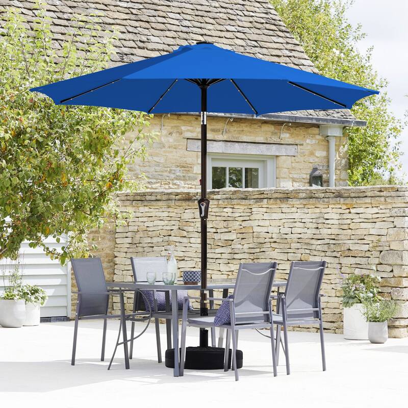 10ft Patio Market Umbrella with LED Lights,Crank & Tilt