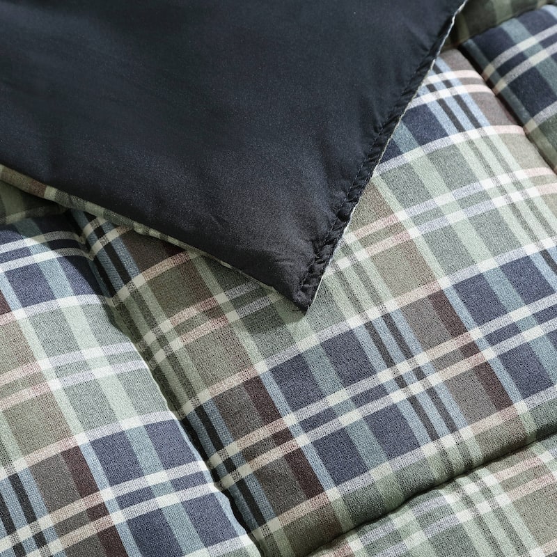 Eddie Bauer Rugged Plaid Down Alt Reversible Navy Comforter Set