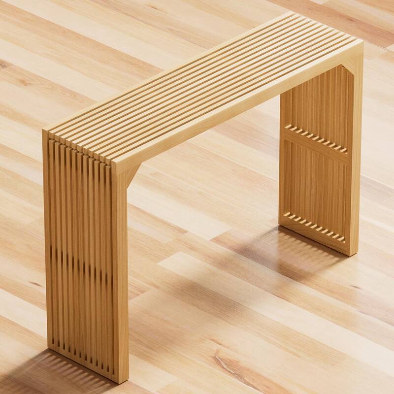 18" Solid Wood Bench Nature for Entryway, Living Room, Kitchen