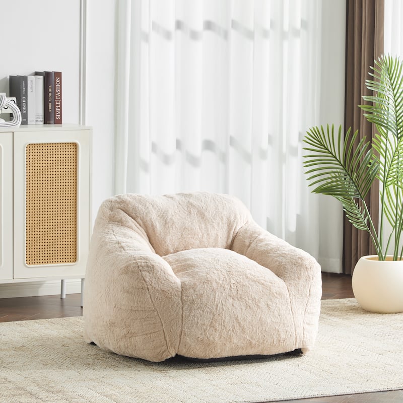 Christopher Knight Home-Madison Fabric Bean Bag Chair - Beige