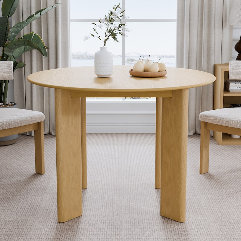 Solid Wood Farmhouse Dining Table Round Wood Top for Modern Dining Rooms & Family Gatherings