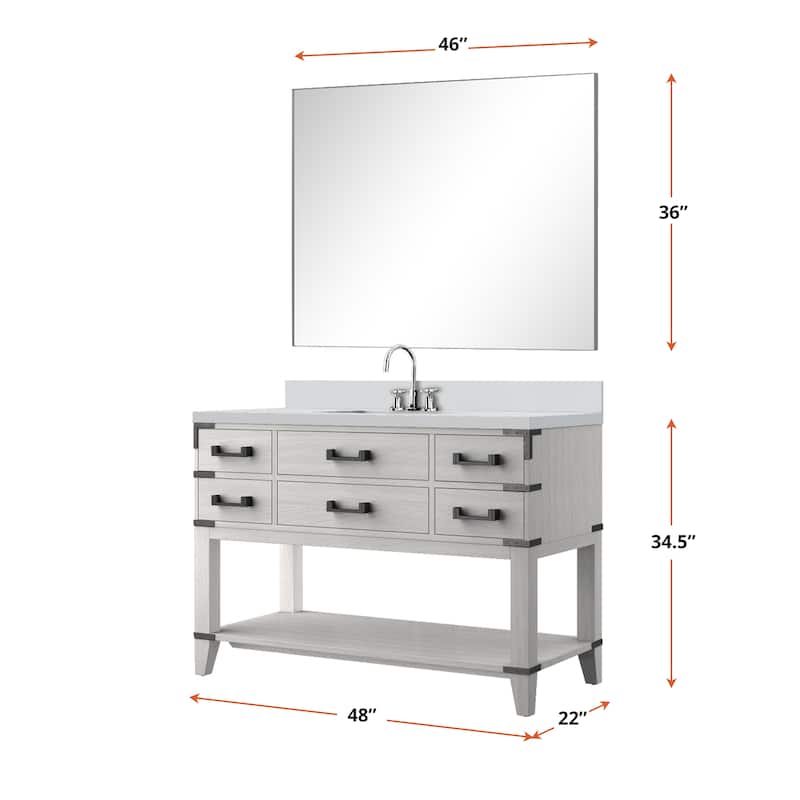Norwalk Bath Vanity with Quartz Top, Sink, Mirror and Faucet