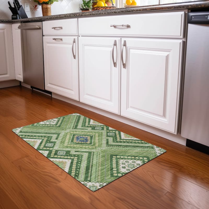Machine Washable Indoor/ Outdoor Global Boho Chantille Rug