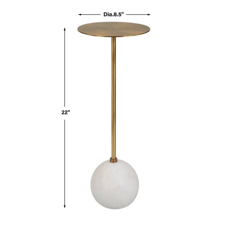 Marble Foot Drink Table - 22" - White and Gold