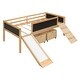 preview thumbnail 8 of 34, Twin size Loft Bed Wood Bed with Three Blackboards, Two Storage Boxes and A Slide, Three Colors Available