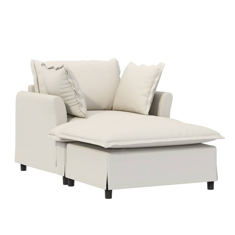 DIY Free Combination Sofa Set with Throw Pillows, Chenille Modular Sectional Sofa for Livingroom Upholstered Cloud Couch
