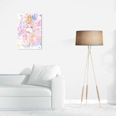 Wynwood Studio Canvas Fashion and Glam Pink Doll Walk Pink and Light Pink Modern & Contemporary Wall Art Canvas Print