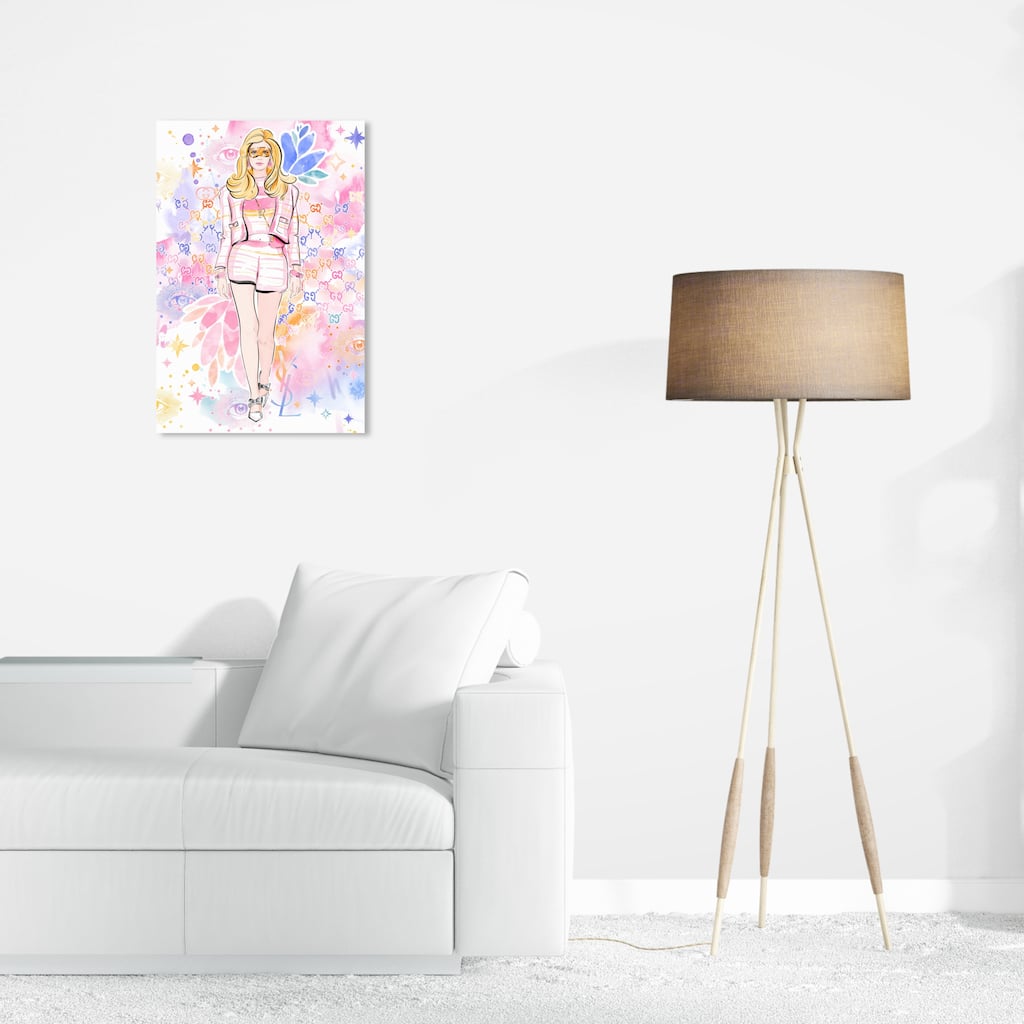 Wynwood Studio Canvas Fashion and Glam Pink Doll Walk Pink and Light Pink Modern & Contemporary Wall Art Canvas Print