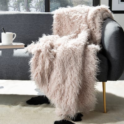 SAFAVIEH Farideh Faux Sheepskin Taupe 50 x 60-inch Throw Blanket