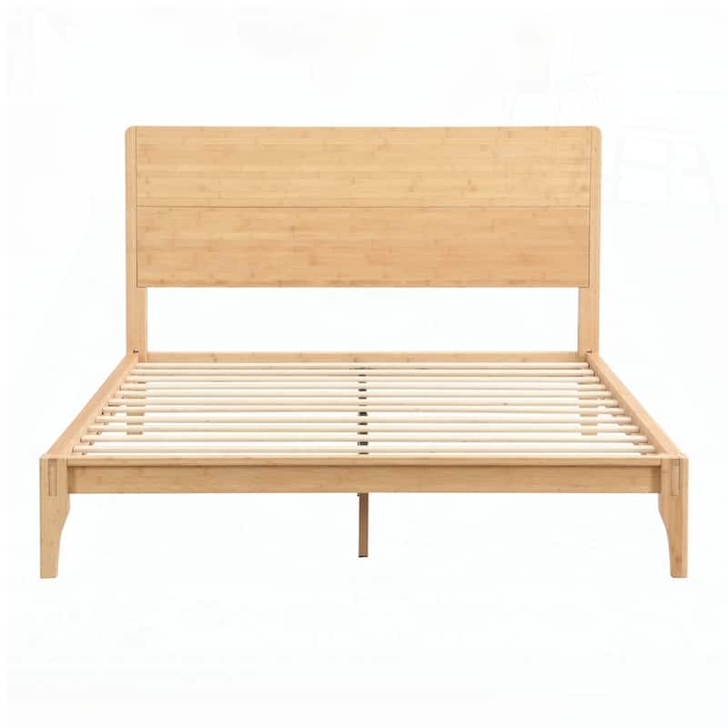 Bamboo Wood Platform Bed with Wood Slat Support