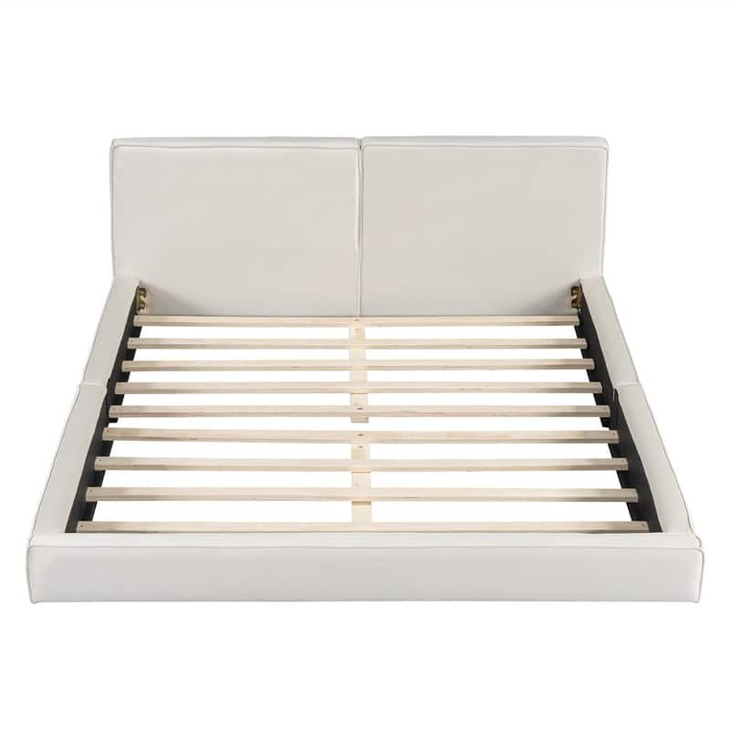 Queen Size Upholstered Platform Bed with Solid Frame and Headboard, Velvet Grounded Bed with Slats Support