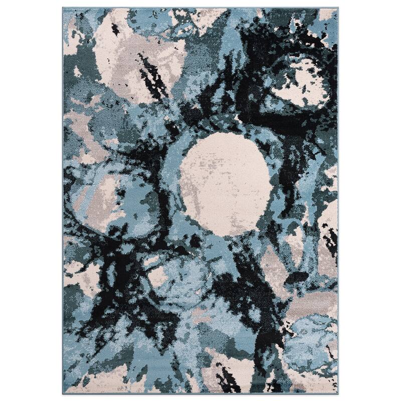 World Rug Gallery Contemporary Abstract Circles Black Area Rug
