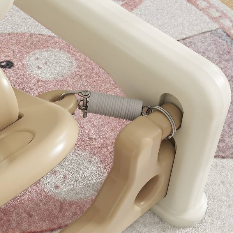 5 in 1 Rocking Horse for Toddlers Years 1-6, Kids Spring Ride on Horse Balance Bike with Detachable Balance Board - Cream White