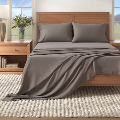 Linery & Co. Turkish Cotton Double-Brushed Solid Color Flannel Bed Sheet Set