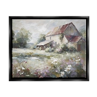 Stupell Muted Cottage Meadow Framed Floater Canvas Wall Art Design by ...