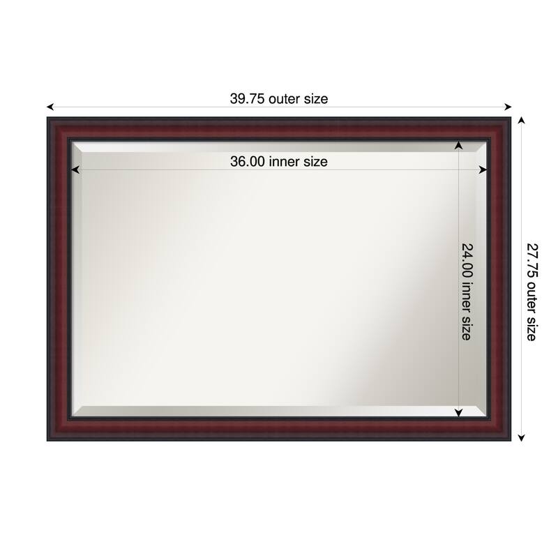 Dalat Beveled Framed Bathroom Vanity Wall Mirror - Dalat Cherry - 40 x 28 in