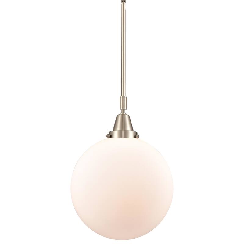 Innovations Lighting 447-1S-16-12 Beacon Pendant Beacon 12" Wide - Brushed Satin Nickel / Matte White