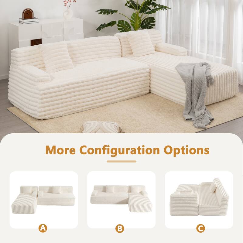 Modern Modular Cloud Sectional Sofa Free-Combined Couch with 2 Throw Pillows for Living Room