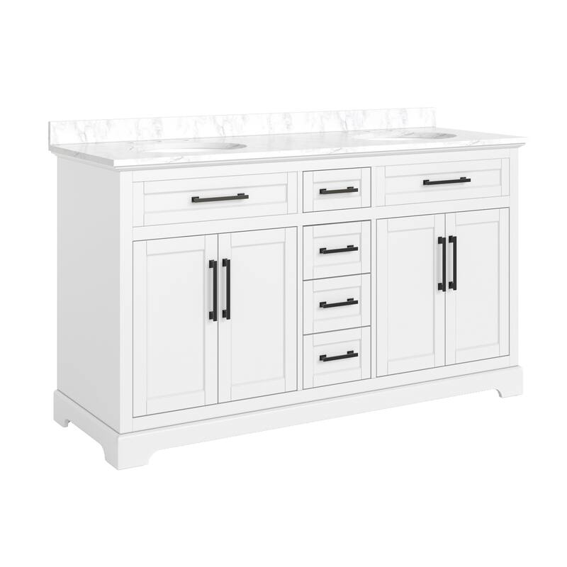36/48/60 in. Bathroom Vanity in Wood with Ceramic Undermount Sink, Vanity with soft close Drawers