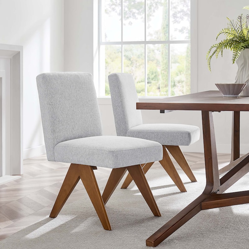 Lyra Fabric Dining Room Side Chair - Set of 2 - Light Gray