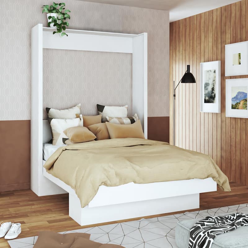 Oakland Living Easy Lift Brazilian Queen Contemporary Murphy Bed with Shelf - White