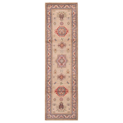ECARPETGALLERY Hand-knotted Uzbek Ghazni Khaki Wool Rug - 2'9 x 9'10