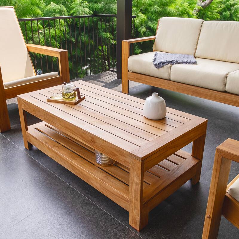 Cambridge Casual Logan 4-piece Teak Patio Conversation Set with Cushion